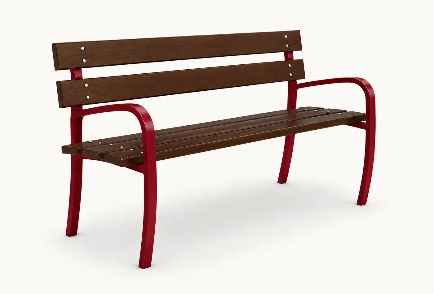 Banc bois et acier BA7 — coloris Rouge (RAL 3004)